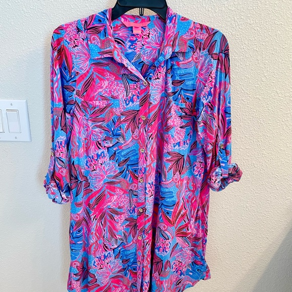 Lilly Pulitzer Natalie Ruby Red Wild Times swim coverup XS - Picture 4 of 4